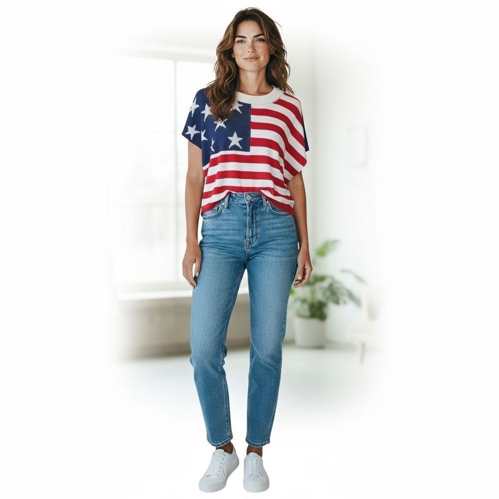 Anna & Ava Blue and Red Dolman Sleeve Sweater